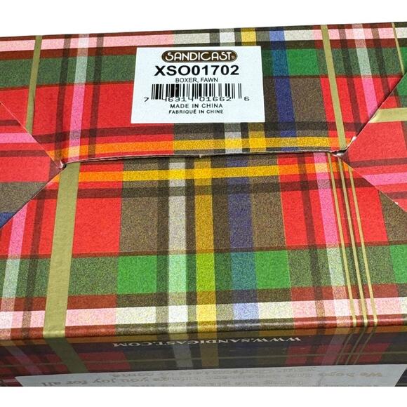 NEW Boxer Sandicast Fawn Dog Ornament wearing Christmas Scarf Holiday Tree Decor - Picture 5 of 6